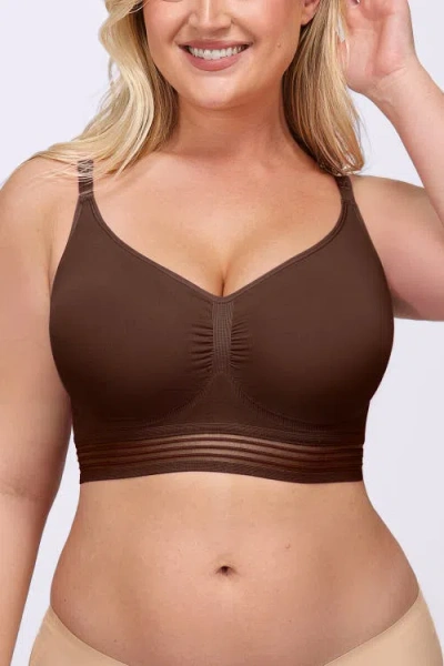 Shapellx Wireless Full Coverage Seamless Bra In Brown