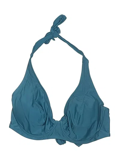 Pre-owned Shapermint Swimsuit Top Teal Solid Pattern Swimwear In Blue