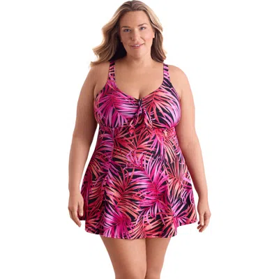 Shapesolver Bow Front Swim Dress In Multi