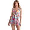 Shapesolver Bow Front Swim Dress In Multi