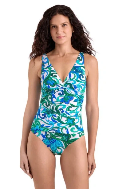 Shapesolver Brynn Twist Underwire One-piece Swimsuit In Blue