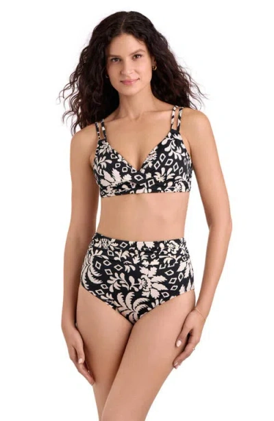 Shapesolver Clare Twist Double-strap Underwire Bralette Swimsuit Top In Palm Royale