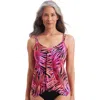 Shapesolver Handkerchief Hem Tankini Swimsuit Top In Multi