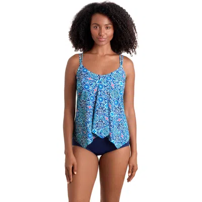 Shapesolver Handkerchief Hem Tankini Swimsuit Top In Multi