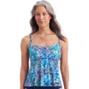 Shapesolver High Low Double Tier Tankini Swimsuit Top In Blue