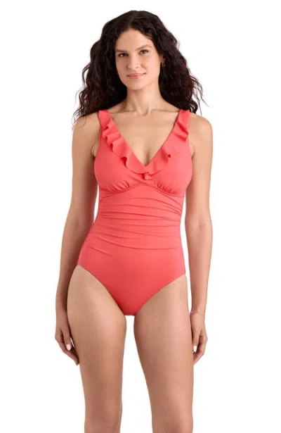 Shapesolver Kayla Ruffle Underwire One-piece Swimsuit In Brown