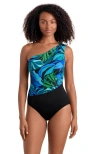 Shapesolver One-shoulder One-piece Swimsuit In Blue