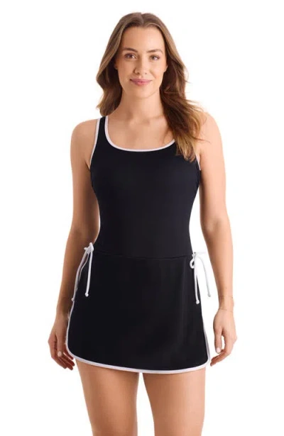 Shapesolver Sport Chlorine Resistant Spa Squareneck Swimdress In Black