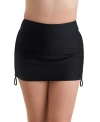 Shapesolver Sport Shirred Adjustable Chlorine Resistant Swim Skort In Black