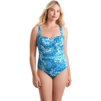 Shapesolver Sport Shirred Bodice Tank Chlorine Resistant One-piece Swimsuit