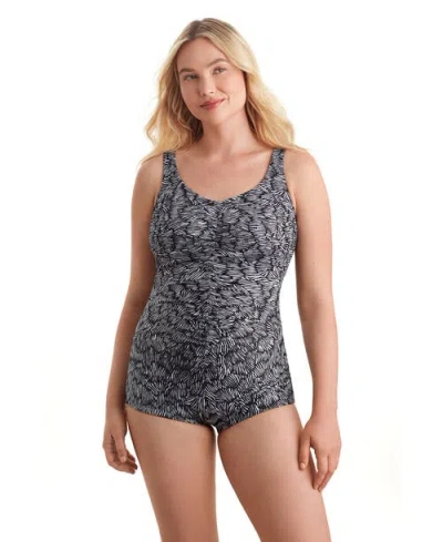 Shapesolver Sport Shirred Front Girl Leg Chlorine Resistant One-piece Swimsuit