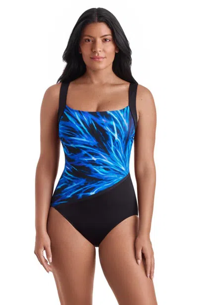 Shapesolver Sport Squareneck Illusion Tank Chlorine Resistant One-piece Swimsuit