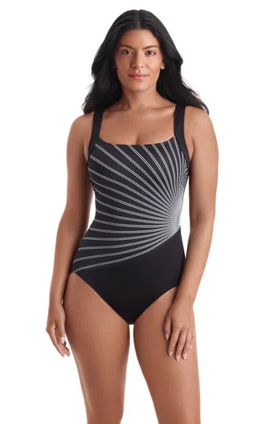 Shapesolver Sport Squareneck Illusion Tank Chlorine Resistant One-piece Swimsuit