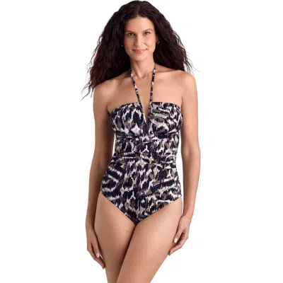 Shapesolver Sutton V-wire Bandeau One-piece Swimsuit In Desert Skin