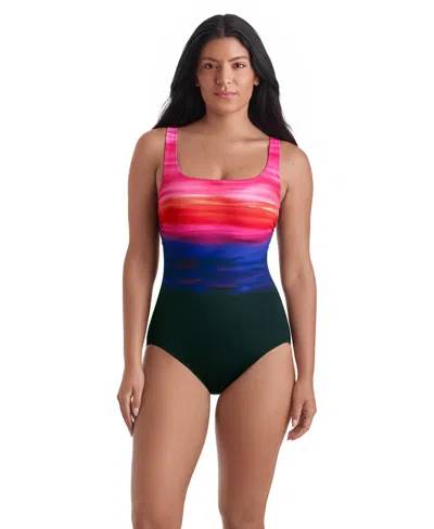 Shapesolver Women's Scoop Neck One-piece Swimsuit In Multi