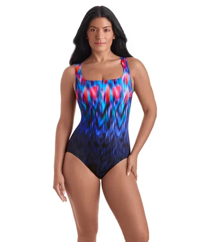 Shapesolver Women's Scoop Neck One-piece Swimsuit In Multi