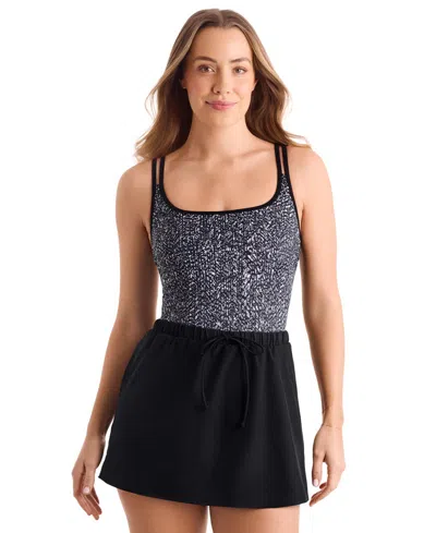 Shapesolver Women's Sport Skirted Runaround One-piece Swimsuit In Black