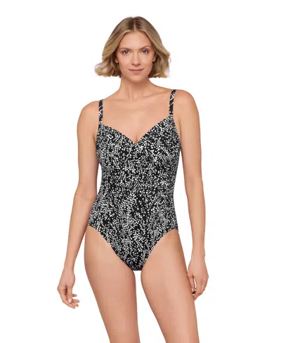 Shapesolver Women's Surplice Neck One-piece Swimsuit