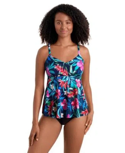 Shapesolver Womens Printed V Neck Tankini Top Bottoms In Multi