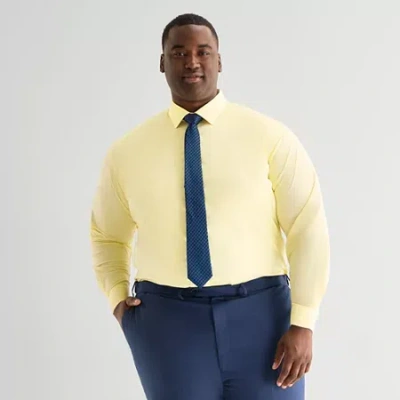 Shaquille O'neal Xlg Big And Tall Mens Button Down Dress Shirt + Tie Set In Yellow
