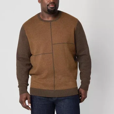 Shaquille O'neal Xlg Big And Tall Mens Crew Neck Long Sleeve Pullover Sweater In Brown