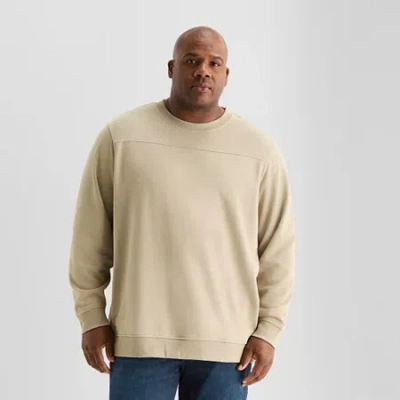 Shaquille O'neal Xlg Double Knit Mens Round Neck Long Sleeve Big And Tall Sweatshirt In Neutral