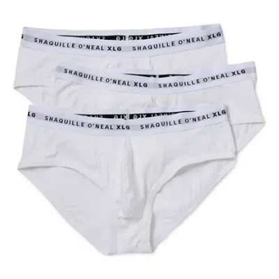 Shaquille O'neal Xlg Heiq Mens Big And Tall 3 Pack Briefs 346159 In White