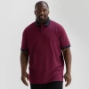 Shaquille O'neal Xlg Jacquard Big And Tall Mens Regular Fit Short Sleeve Polo Shirt In Red