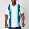 Shaquille O'neal Xlg Johnny Collar Big And Tall Mens Regular Fit Short Sleeve Polo Shirt In White