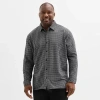 Shaquille O'neal Xlg Knit Mens Long Sleeve Regular Fit Big And Tall Button-down Shirt In Gray