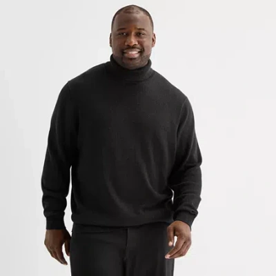 Shaquille O'neal Xlg Lurex Big And Tall Mens Turtleneck Long Sleeve Pullover Sweater In Black