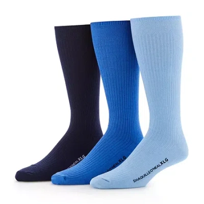 Shaquille O'neal Xlg Lux Rib Mens 3 Pair Big And Tall Crew Socks In Multi