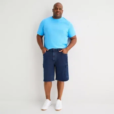 Shaquille O'neal Xlg Mens 12" Mid Rise Big And Tall Denim Short In Blue