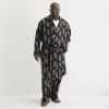 Shaquille O'neal Xlg Mens Big Long Sleeve Long Length Robe In Black