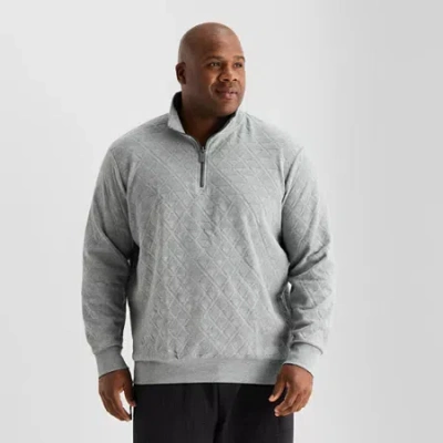 Shaquille O'neal Xlg Mens High Neck Long Sleeve Big And Tall Quarter-zip Pullover In Gray