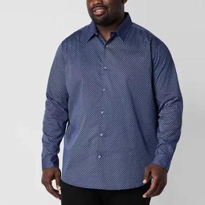 Shaquille O'neal Xlg Mens Long Sleeve Classic Fit Big And Tall Button-down Shirt In Blue