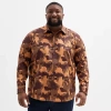 Shaquille O'neal Xlg Mens Long Sleeve Classic Fit Big And Tall Button-down Shirt In Brown