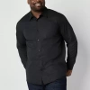 Shaquille O'neal Xlg Mens Long Sleeve Classic Fit Big And Tall Button-down Shirt In Gray
