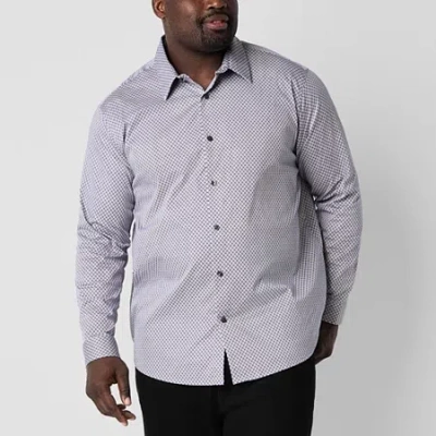 Shaquille O'neal Xlg Mens Long Sleeve Classic Fit Big And Tall Button-down Shirt In Blue