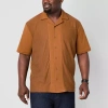 Shaquille O'neal Xlg Mens Short Sleeve Big And Tall Camp Shirt In Brown