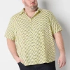 Shaquille O'neal Xlg Mens Short Sleeve Classic Fit Big And Tall Button-down Shirt In Yellow