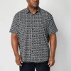 Shaquille O'neal Xlg Mens Short Sleeve Regular Fit Big And Tall Button-down Shirt In Blue