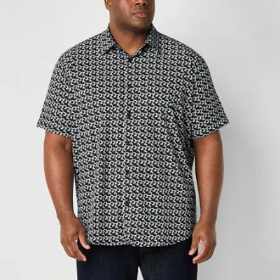 Shaquille O'neal Xlg Mens Short Sleeve Regular Fit Big And Tall Button-down Shirt In Blue