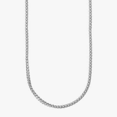 Shaquille O'neal Xlg Mens Stainless Steel 24 Inch Wheat Chain Necklace In Metallic