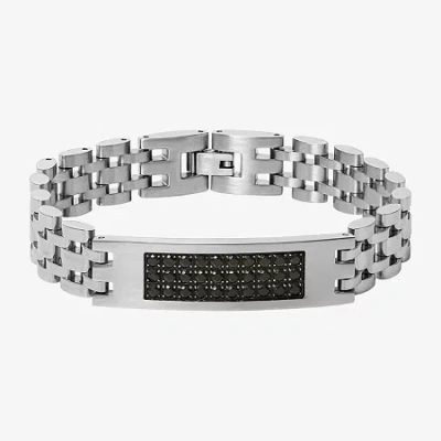 Shaquille O'neal Xlg Mens Stainless Steel 9 Inch Solid Link Id Bracelet In Multi
