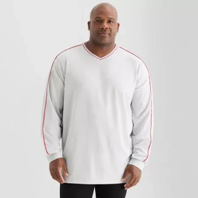 Shaquille O'neal Xlg Mens V Neck Long Sleeve Quick Dry Active Big T-shirt In White