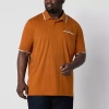 Shaquille O'neal Xlg Ribbed Big And Tall Mens Regular Fit Short Sleeve Polo Shirt In Brown