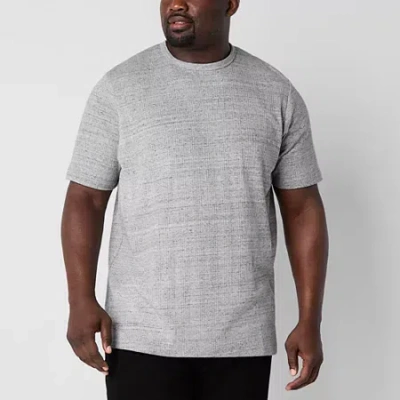 Shaquille O'neal Xlg Ribbed Dropneedle Mens Crew Neck Short Sleeve Big And Tall T-shirt In Gray