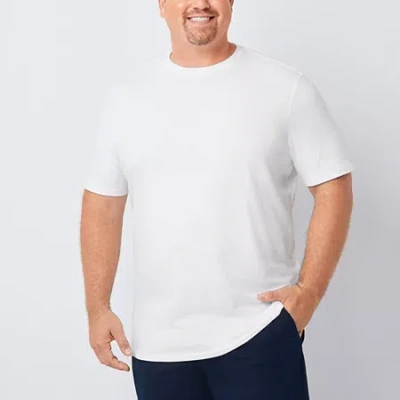 Shaquille O'neal Xlg Ribbed Dropneedle Mens Crew Neck Short Sleeve Big And Tall T-shirt In White