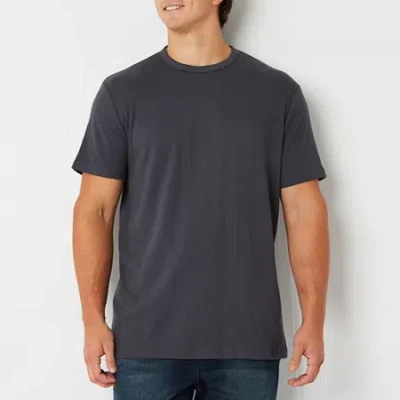 Shaquille O'neal Xlg Ribbed Dropneedle Mens Crew Neck Short Sleeve Big And Tall T-shirt In Gray